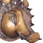 Vintage Pure Brass Varaha Face Wall Hanging - 10" Bronze Tone Sculpture | Artistic Hindu Decor | Jaipurio
